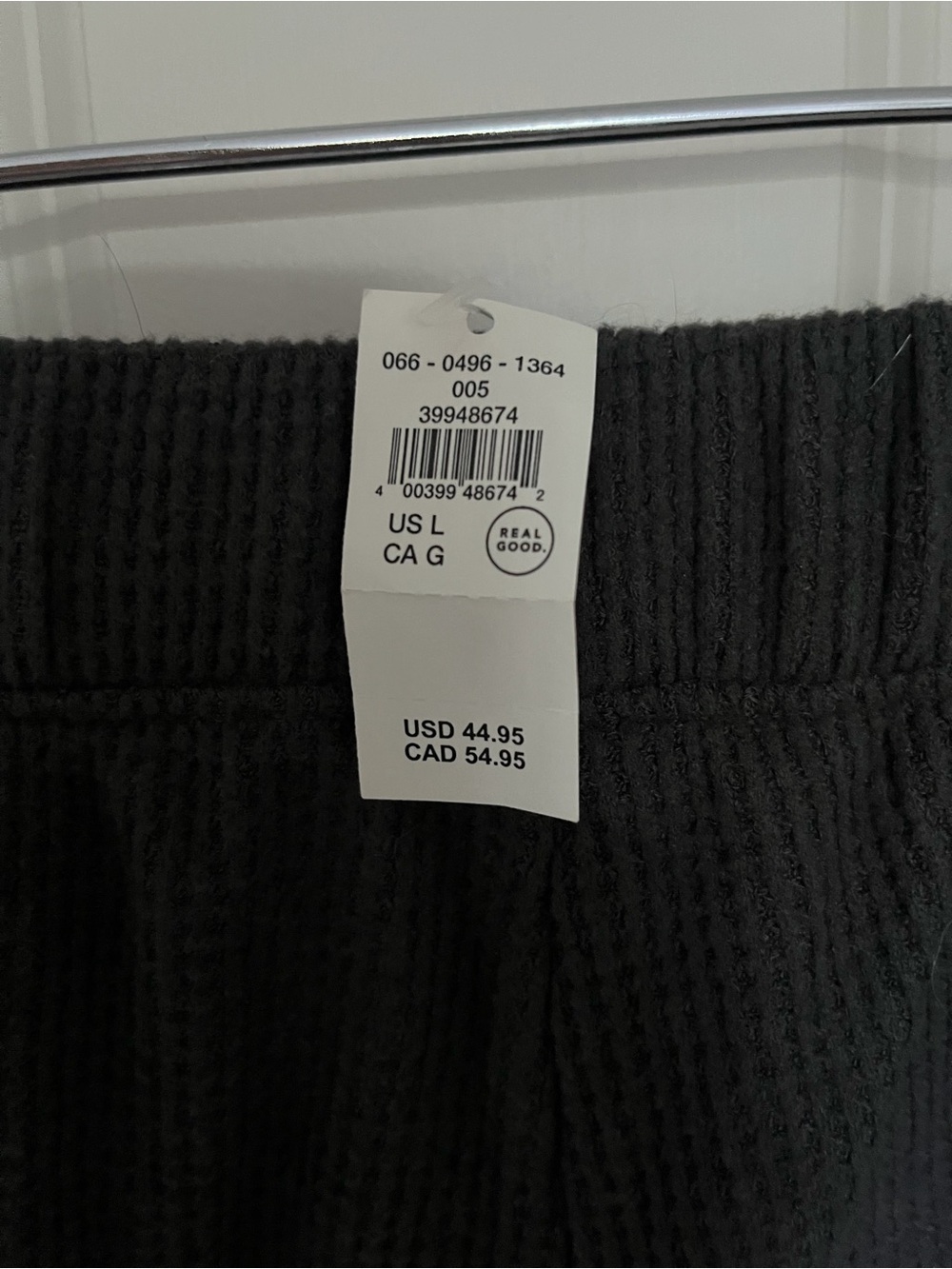 Aerie - Black/dark grey - Ribbed Waffle-Knit Bottoms - L NWT